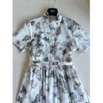 Dior Women CD Mid-Length Shirt Dress White Pink Cotton Voile – Image 5