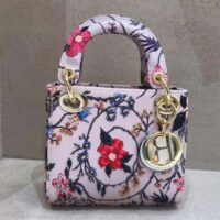 Dior Women CD Mini Lady Dior Bag White Multicolor Calfskin Chinese Rose Print Embroidery (4)