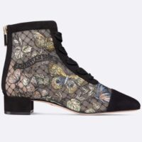 Dior Women CD Naughtily-D Ankle Boot Mesh Embroidered Black Butterfly Metallic Thread Suede Calfskin KCI979BMT_S26X (10)