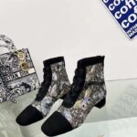 Dior Women CD Naughtily-D Ankle Boot Mesh Embroidered Black Butterfly Metallic Thread Suede Calfskin KCI979BMT_S26X – Image 5