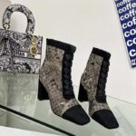 Dior Women CD Naughtily-D Ankle Boot Mesh Embroidered Black Butterfly Metallic Thread Suede Calfskin KCI980BXT_S21X - Image 3