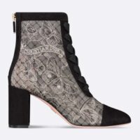 Dior Women CD Naughtily-D Ankle Boot Mesh Embroidered Black Butterfly Metallic Thread Suede Calfskin KCI980BXT_S21X (8)