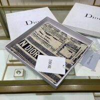 Dior Women CD Plan De Paris 90 Square Scarf Beige Black Silk Twill (7)