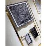 Dior Women CD Plan De Paris 90 Square Scarf Black White Silk Twill - Image 2