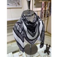 Dior Women CD Plan De Paris 90 Square Scarf Black White Silk Twill (8)