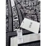 Dior Women CD Plan De Paris 90 Square Scarf Black White Silk Twill - Image 4