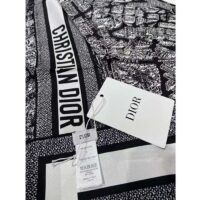 Dior Women CD Plan De Paris 90 Square Scarf Black White Silk Twill (8)