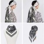 Dior Women CD Plan De Paris 90 Square Scarf Black White Silk Twill - Image 10