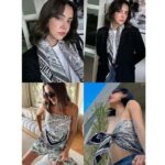 Dior Women CD Plan De Paris 90 Square Scarf White Black Silk Twill - immagine 9