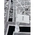 Dior Women CD Plan De Paris 90 Square Scarf White Black Silk Twill - immagine 4