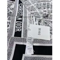 Dior Women CD Plan De Paris 90 Square Scarf White Black Silk Twill (3)