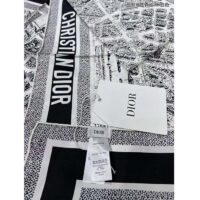 Dior Women CD Plan De Paris 90 Square Scarf White Black Silk Twill (3)