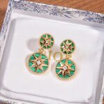 Dior Women CD Rose Des Vents Earring Yellow Gold Diamonds Malachite - Image 2