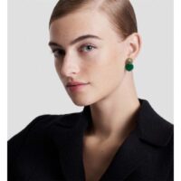 Dior Women CD Rose Des Vents Earring Yellow Gold Diamonds Malachite (5)