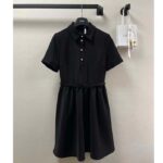 Dior Women CD Short Belted Shirt Dress Black Wool Silk - immagine 2