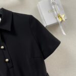 Dior Women CD Short Belted Shirt Dress Black Wool Silk - immagine 9