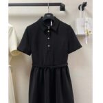 Dior Women CD Short Belted Shirt Dress Black Wool Silk - immagine 6