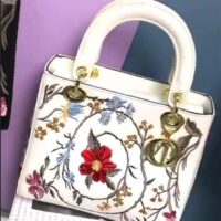 Dior Women CD Small Lady Dior Bag White Multicolor Calf (3)