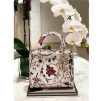 Dior Women CD Small Lady Dior Bag White Multicolor Calf (3)