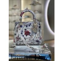 Dior Women CD Small Lady Dior Bag White Multicolor Calf (3)