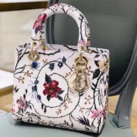 Dior Women CD Small Lady Dior Bag White Multicolor Calf (3)