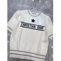 Dior Women Christian Dior Short-Sleeved Sweater Ecru Cashmere Wool Knit (2)