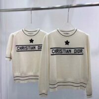 Dior Women Christian Dior Short-Sleeved Sweater Ecru Cashmere Wool Knit (2)