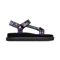 Dior Women D-Wave Sandal Black Multicolor Embroidered Cotton