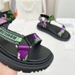 Dior Women D-Wave Sandal Black Multicolor Embroidered Cotton
