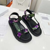 Dior Women D-Wave Sandal Black Multicolor Embroidered Cotton (1)