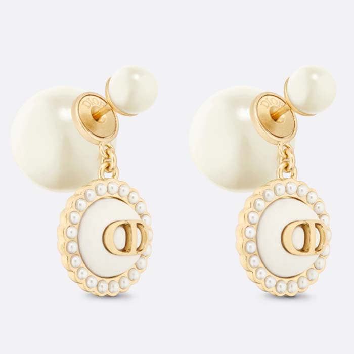 Dior Women Dior Tribales Earrings White Resin Pearls Latte Glass