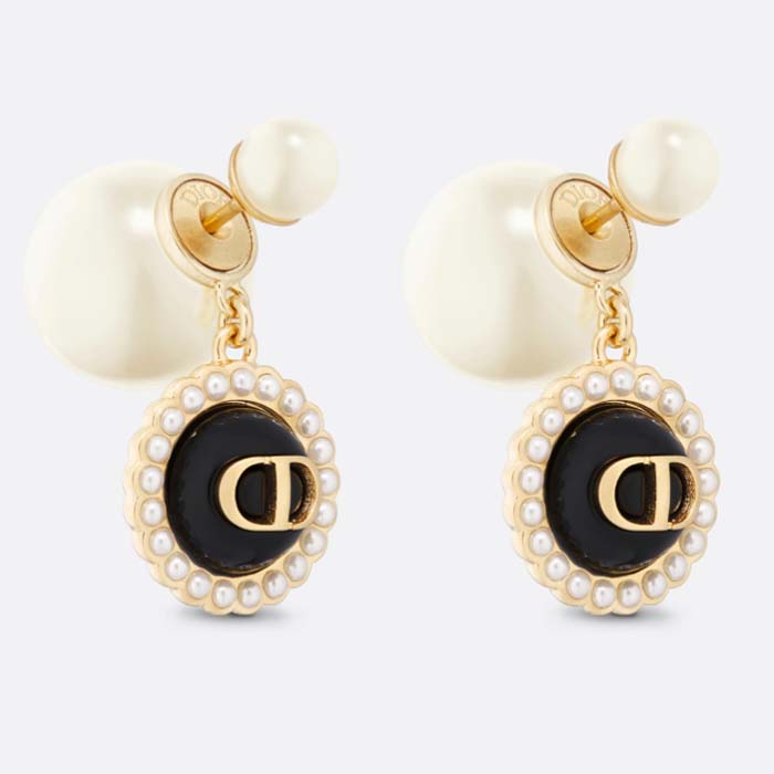 Dior Women Dior Tribales Earrings White Resin Pearls Black Glass