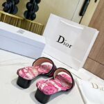Dior Women Dway Heeled Slide Rani Pink Multicolor Embroidered Cotton Toile De Jouy Voyage Motif Reference: KCQ902VOY_S66P - Image 3