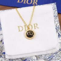 Dior Women Petit CD Baroque Necklace White Resin Pearls Black Glass (7)
