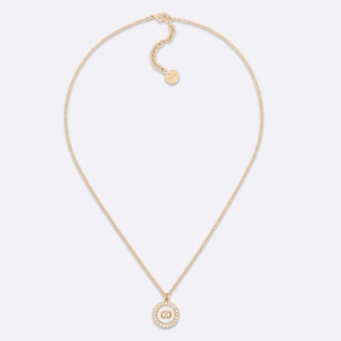 Dior Women Petit CD Baroque Necklace White Resin Pearls Latte Glass