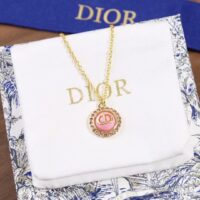 Dior Women Petit CD Necklace Pink-Finish Metal White Crystals (4)