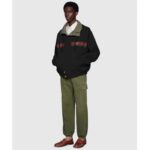 Gucci GG Men Cotton Jersey Sweatshirt Web Black Hooded Fixed Hood Drawstring Jacket - Image 5