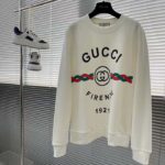Gucci Women Cotton Gucci Firenze 1921 Hooded Sweatshirt White Jersey Long Sleeves – Bild 2