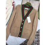 Gucci Men GG Knit Wool Cardigan Web V-Neck Long Sleeves - immagine 2