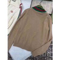 Gucci Men GG Knit Wool Cardigan Web V-Neck Long Sleeves (6)