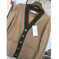 Gucci Men GG Knit Wool Cardigan Web V-Neck Long Sleeves (6)
