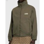 Gucci Men GG Lightweight Canvas Jacket Olive Green Nylon Interlocking G - Imagen 5