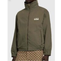 Gucci Men GG Lightweight Canvas Jacket Olive Green Nylon Interlocking G (3)