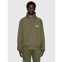 Gucci Men GG Lightweight Canvas Jacket Olive Green Nylon Interlocking G (3)