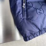 Gucci Men Jumbo GG Canvas Down Jacket Blue Nylon Front Zip Pockets – Image 6