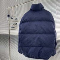 Gucci Men Jumbo GG Canvas Down Jacket Blue Nylon Front Zip Pockets Style ‎694161 Z8A53 4348 (6)