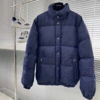 Gucci Men Jumbo GG Canvas Down Jacket Blue Nylon Front Zip Pockets Style ‎694161 Z8A53 4348 (6)