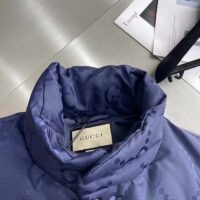 Gucci Men Jumbo GG Canvas Down Jacket Blue Nylon Front Zip Pockets Style ‎694161 Z8A53 4348 (6)