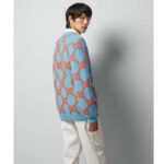 Gucci Men Wool Cardigan GG Intarsia Blue V-Neck Long Sleeves - Image 11