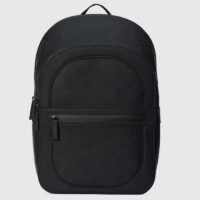 Gucci Unisex GG Backpack Black GG Rubber-Effect Leather Padded Mesh Back (10)